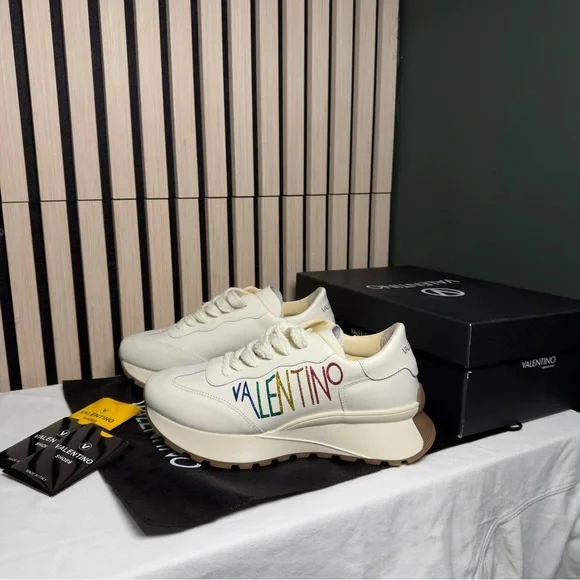 Valentino Women's White Sneakers with Multicolor Logo - Picture 2 of 6